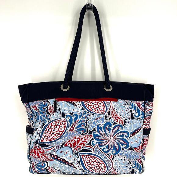 Vera Bradley Seaside Miller Grand Tote Blue Paisley Double Handle - Picture 14 of 14
